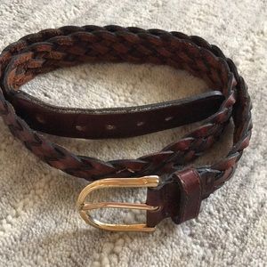 Genuine leather brown braided belt